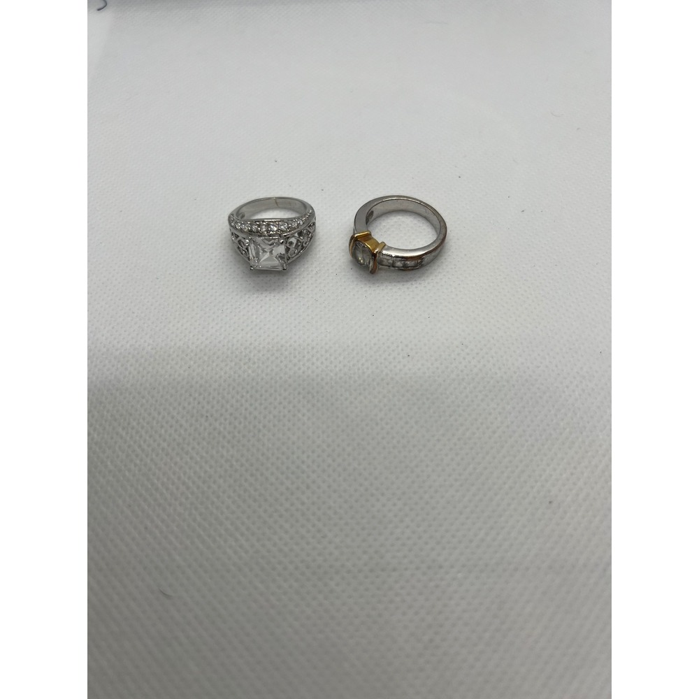 Cubic Zirconia Rings‎ Silver Tone Cocktail Statement Band Ring Set